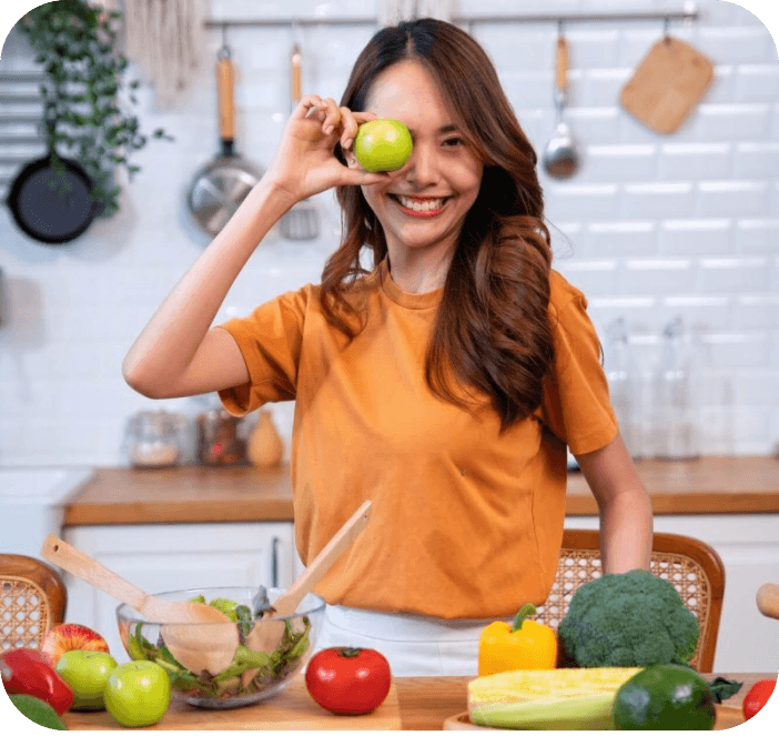 Woman with apple